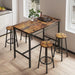 5-Piece Kitchen Counter Height Table Set, Bar Table with 4 Stools (Rustic Brown) image