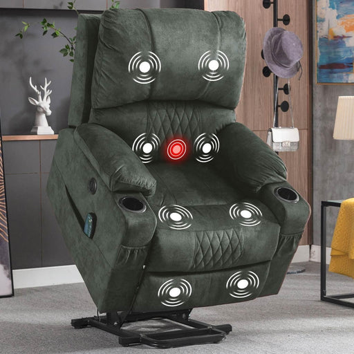 Power Lift Recliner Chair with Heated and Vibration Massage for Elderly, Heavy Duty and Safety Motion Reclining Mechanism Electric Recliner Sofa with USB Port, 2 Cup Holders, camel image