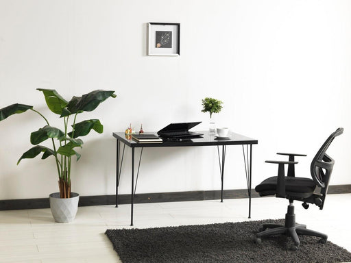 Furnish Home Store Soler 4 Metal Legs 47" Wooden Top Writing and Computer  Desk for Home Office, Marble Black image