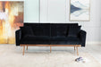 Velvet  Sofa , Accent sofa .loveseat sofa with rose gold metal feet  and  Black  Velvet image