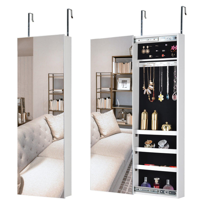 Full Mirror JewelryStorage Cabinet With with Slide Rail Can Be Hung On The Door Or Wall image