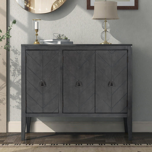 AccentStorage Cabinet Wooden Cabinet with Adjustable Shelf, Antique Gray, Entryway, Living Room, Bedroom image