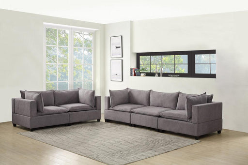Madison Light Gray Fabric Sofa Loveseat Living Room Set image