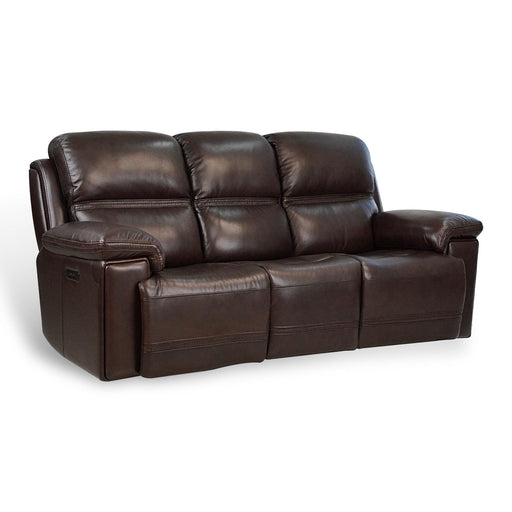 Timo Top Grain Leather Power Reclining Sofa | Adjustable Headrest | Cross Stitching image