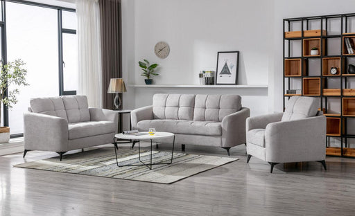 Callie Light Gray Velvet Fabric Sofa Loveseat Chair Living Room Set image
