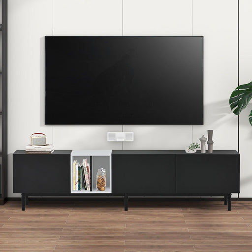 Modern TV Stand for 80’’ TV with 3 Doors, Media Console Table, Entertainment Center with LargeStorage Cabinet for Living Room, Bedroom image