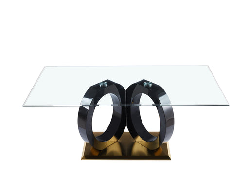 Modern Design Tempered Glass Dining Table with Black MDF Middle Support and Stainless Steel Base image