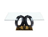 Modern Design Tempered Glass Dining Table with Black MDF Middle Support and Stainless Steel Base image
