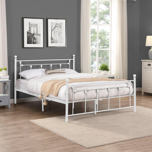 Full Size Metal Bed Frame with Headboard and Footboard (White) image