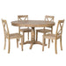 Modern Dining Table Set for 4,Round Table and 4 Kitchen Room Chairs,5 Piece Kitchen Table Set for Dining Room,Dinette,Breakfast Nook,Natural Wood Wash image