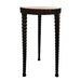 22 Inch Round Wooden Side Table with Tapered Tripod Base, Brown and Black image