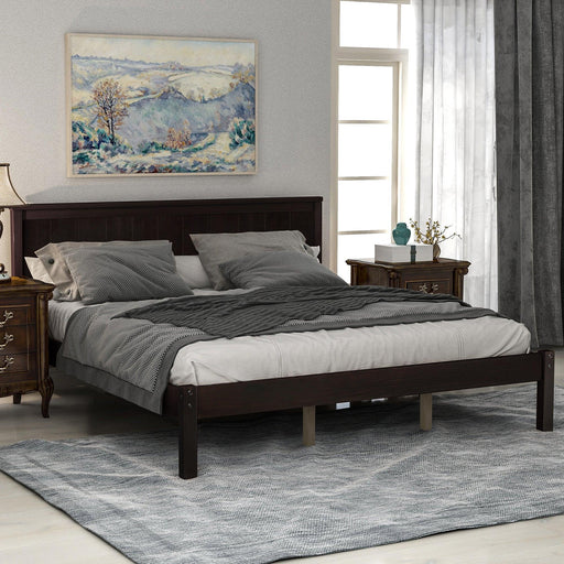 Platform Bed Frame with Headboard , Wood Slat Support , No Box Spring Needed ,Queen,Espresso image