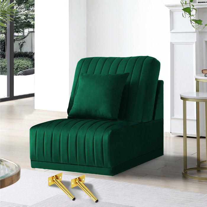 The green sofa without armrests is not sold separately and needs to be combined with other parts or multiple seats. image
