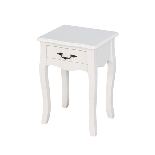 White Living Room Floor-standingStorage Table with a Drawer, 4 Curved Legs image