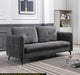Contemporary Gray Fabric Upholstered 1pc Sofa Button-Tufted and Cushion Seat Black Metal Legs Living Room Furniture image
