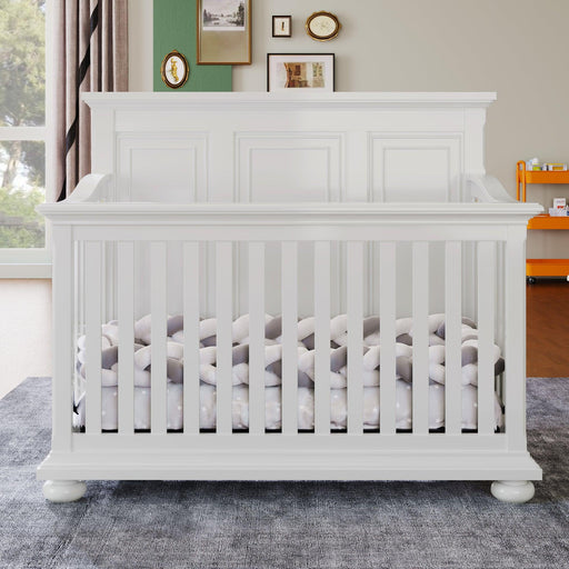 Traditional Farmhouse Style 4-in-1 Full Size Convertible Baby Crib - Converts to Toddler Bed, Daybed and Full-Size Bed, White image