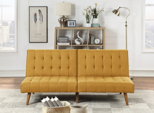 Mustard ColorModern Convertible Sofa 1pc Set Couch Polyfiber Plush Tufted Cushion Sofa Living Room Furniture Wooden Legs image