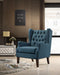Irwin Blue Linen Button Tufted Wingback Chair image
