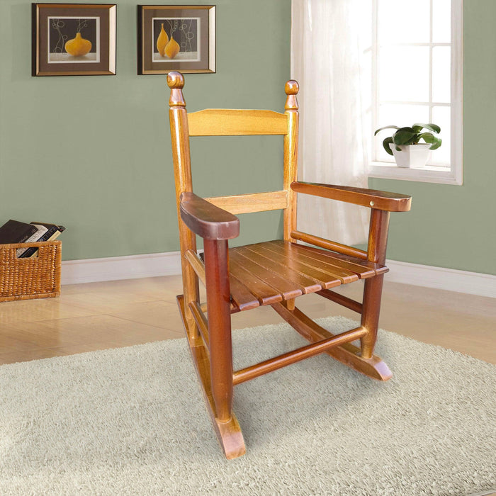 Children's  rocking oak chair- Indoor or Outdoor -Suitable for kids-Durable image