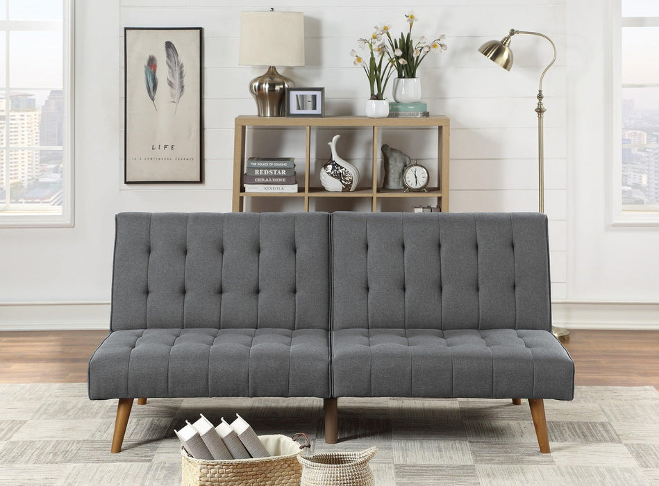 Blue GreyModern Convertible Sofa 1pc Set Couch Polyfiber Plush Tufted Cushion Sofa Living Room Furniture Wooden Legs image