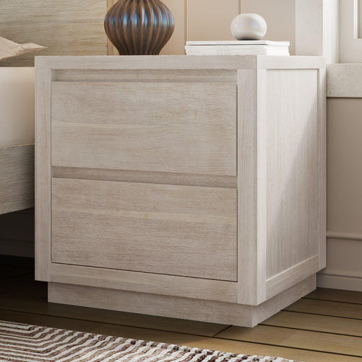 Modern Style Soild Wood 2-Drawer Nightstand Side Table for Bedroom, Living Room, Stone Gray image