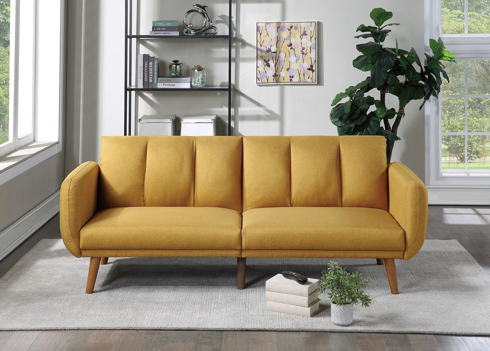 ElegantModern Sofa Mustard Color Polyfiber 1pc Sofa Convertible Bed Wooden Legs Living Room Lounge Guest Furniture image