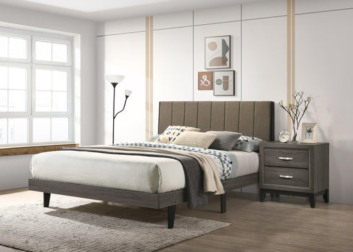 ACME Valdemar Queen Bed, Brown Fabric & Weatheted Gray Finish BD00571Q image