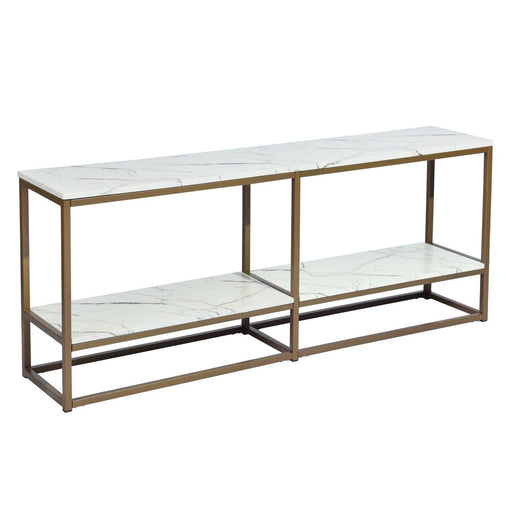 59.8 inch White Marble Gold Frame TV STAND WithStorage image
