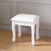 White Vanity Stool Padded Makeup Chair Bench with Solid Wood Legs image