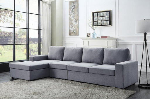 Dunlin Light Gray Linen Reversible Modular Sectional Sofa Chaise image