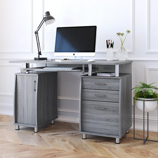 Techni Mobili Complete Workstation Computer Desk withStorage, Grey image