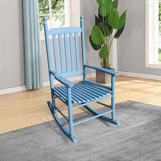 wooden porch rocker chair  blue image