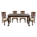 Dark Cherry Finish Formal Dining 5pc Set Table with Extension Leaf and 4x Side Chairs Upholstered Seat Traditional Design Furniture image