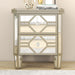 Elegant Mirrored 2-Drawer Side Table with lden Lines for Living Room, Hallway, Entryway image