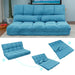 Double Chaise Lounge Sofa Floor Couch and Sofa with Two Pillows (Blue) image