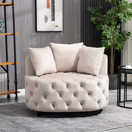 Furniture,Accent Chair / Classical Barrel Chair for living room /Modern Leisure Sofa Chair (Khaki) image