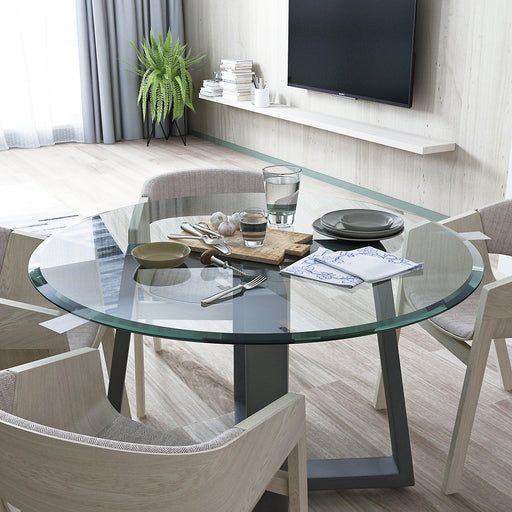 36" Inch Round Tempered Glass Table Top Clear Glass 2/5" Inch Thick Beveled Polished Edge image