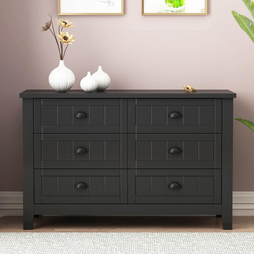 DRAWER DRESSER CABINET，BAR CABINET, storge cabinet, lockers, retro shell-shaped handle, can be placed in the living room, bedroom, dining room,black image