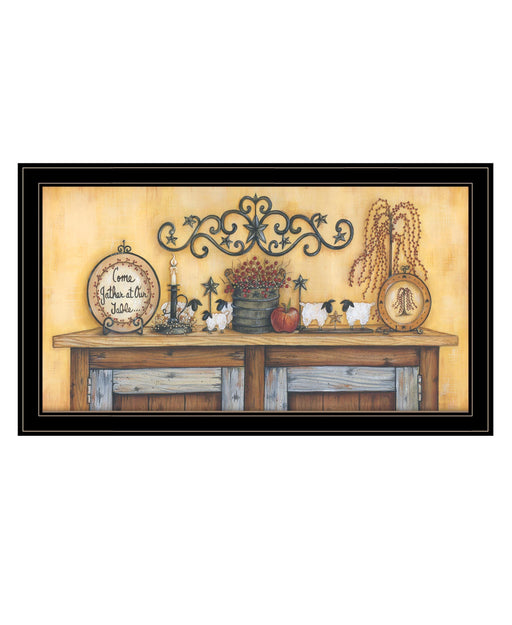 "Come Gather at Our Table" by Mary Ann June, Ready to Hang Framed Print, Black Frame image