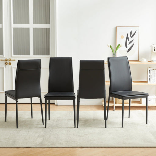 Dining chairs set of 4, Black Modern kitchen chair with metal leg image