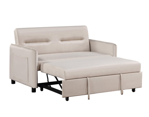 57'' Upholstered Sleeper Sofa 2 Seat Sofabed with 2 Grey Pillow, Beige image
