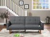 Transitional Look Living Room Sofa Couch Convertible Bed Blue Grey Polyfiber 1pc Tufted Sofa Cushion Wooden Legs image