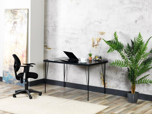 Furnish Home Store Soler 4 Metal Legs 47" Wooden Top Writing and Computer  Desk for Home Office, Black image