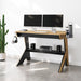 Techni Mobili Home Office Computer Writing Desk Workstation  with  Two Cupholders and a Headphone Hook- Pine image