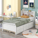 Twin Bed with Bookcase,Twin Trundle,Drawers,White image