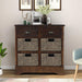 RusticStorage Cabinet with Two Drawers and Four Classic Rattan Basket for Dining Room/Living Room (Espresso) image