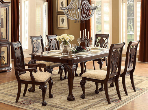 Dark Cherry Finish Formal Dining 7pc Set Table with Extension Leaf 2x Armchairs and 4x Side Chairs Upholstered Seat Traditional Design Furniture image