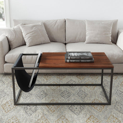 Riley Indoor  Walnut Sofa Table with Metal Frame and Canvas Hanger image