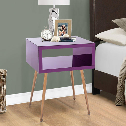 MIRROR END TABLE  MIRROR NIGHTSTAND   END&SIDE TABLE  (Purple color) image