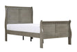 Louis Phillipe Gray Twin Size Panel Sleigh Bed Solid Wood Wooden Bedroom Furniture image